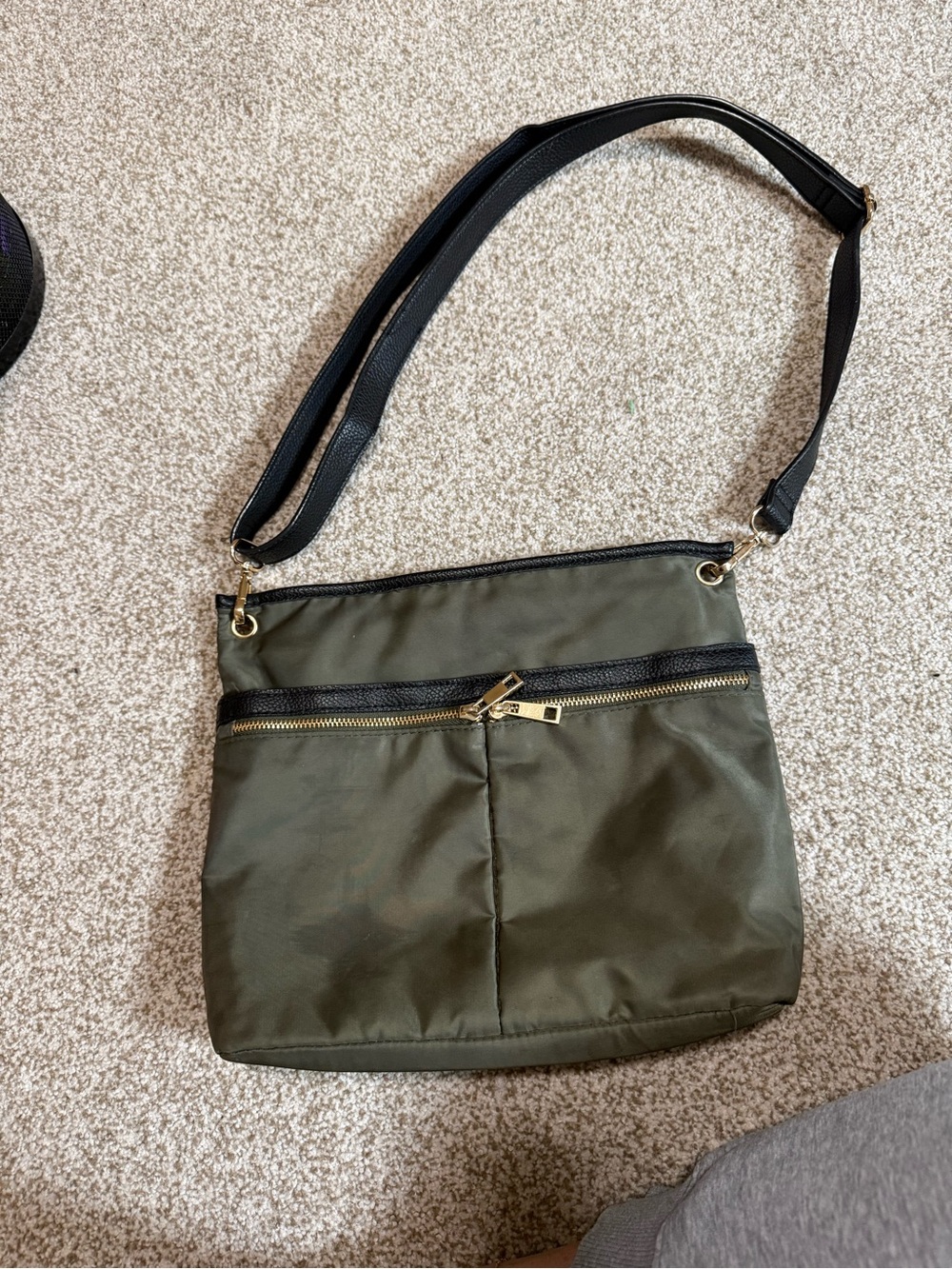 a new day Olive Green Crossbody with Black Strap and Gold Hardware